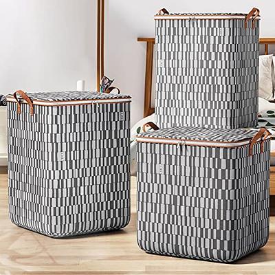 TYEERS Collapsible Storage Bins with Lids, Patchwork Design