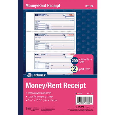 Blue Summit Supplies Triplicate Receipt Book 100 per Book 500 Total 5 Pack 3 Part Carbonless Payment Receipt Books for Money Rent or Cash with