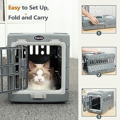 Petprsco Portable Collapsible Dog Crate, Travel Dog Crate 24x17x17 with  Soft Warm Blanket and Foldable Bowl for Large Cats & Small Dogs Indoor and