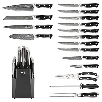 19-Piece Premium Kitchen Knife Set With Block  Master Maison German  Stainless Steel Knives With Knife Sharpener & 8 Steak Knives (Red) - Yahoo  Shopping