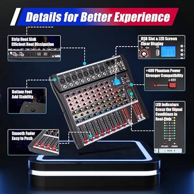 Professional Audio Mixer Sound Board Console Desk System 8 Channels  Bluetooth Live Studio Mixing Console, 8 Channel Audio Mixer, Sound Mixing  Console USB Digtal Mic, Black and Red (8 Channels) - Yahoo Shopping