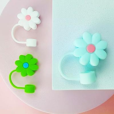 5 PCS Silicone Straw Covers Cap Compatible with Stanley 30&40 Oz Cup, 10mm  Cute Flower Straw Toppers for Tumblers, Dust-Proof Drinking Straw Caps for