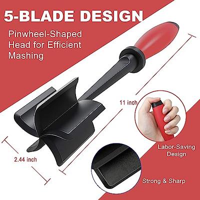 Non-Stick Meat Chopper 5 Blades Ground Beef Masher Heat Resistant Smasher  Tool