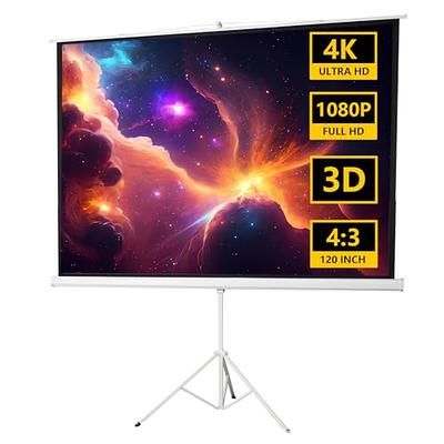 VEVORbrand Tripod Projector Screen with Stand 60 inch 16:9 4K HD Projection  Screen Stand Wrinkle-Free Height Adjustable Portable Screen for Projector  Indoor & Outdoor 