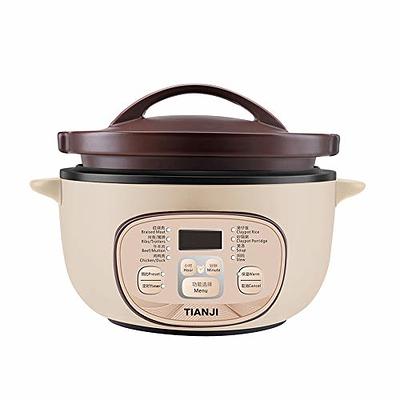 Tianji Electric Stew Pot,1 Quart Crock Pot Slow Cookers,Ceramic Soup  Porridge Cooker with Lid,White