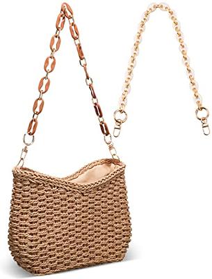 Women Waist Pack Straw Woven Chest Bag Crossbody Handbag Rattan