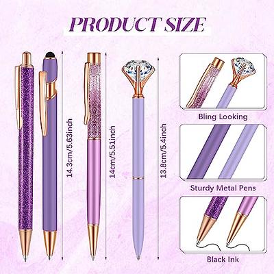 WEMATE 8PCS White Ballpoint Pens Set Metal Crystal Diamond Pen Fancy Pen  for Journaling in Black