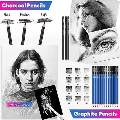 Sketching and Drawing Pencils Set, 37-Piece Professional Sketch Pencils Set in Zipper Carry Case, Art Supplies Drawing Set with Graphite Charcoal