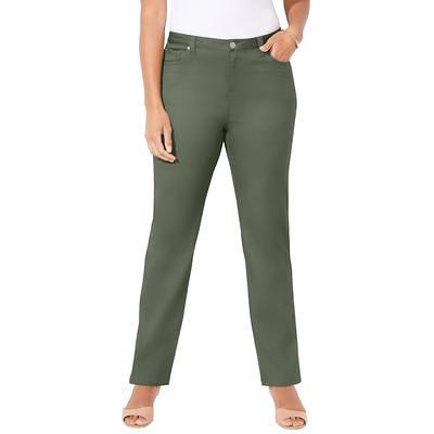 Plus Size Women's Sateen Stretch Pant by Catherines in Olive Green (Size 24  WP) - Yahoo Shopping