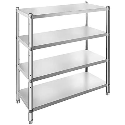 VBENLEM Stainless Steel Shelving 46.8x18.5 Inch 4 Tier Adjustable Shelf  Storage Unit Stainless Steel Heavy Duty Shelving for Kitchen Commercial  Office