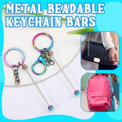 12 Pcs Beadable Keychain Bars For Beads Blank Keychain Metal
