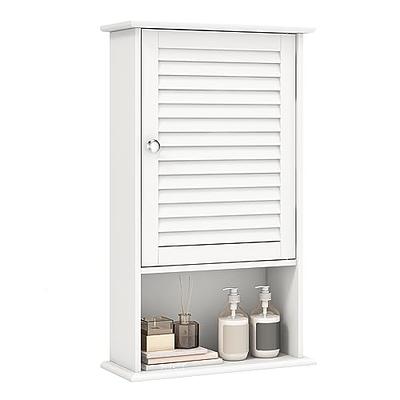 White Wall Cabinet 2-Door Hanging Storage Shelf Bathroom Medicine Organizer