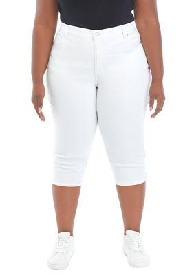 Gloria Vanderbilt Women's Plus Size Amanda Capri Jeans, White, 18W