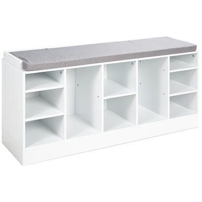 IDEALHOUSE Cubby Shoe Storage Bench with Foam Padded Seat Cushion