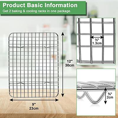 Homikit 2 Pack Wire Baking Rack, Stainless Steel 12 x 9 Bake Grill Rack  for Cooking Roasting Grilling, Mesh Cooling Rack for Cookie Cake Bacon Meat