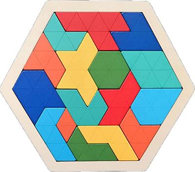 Wooden Blocks Puzzle Brain Teasers Toy，Wooden Puzzle Tangram,Cube 3D Puzzle  for Kids，Puzzles for Kids Ages 2-8, Montessori Kids Educational Puzzle