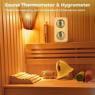 Wall Hanging Wooden Round Sauna Thermometer and Hygrometer