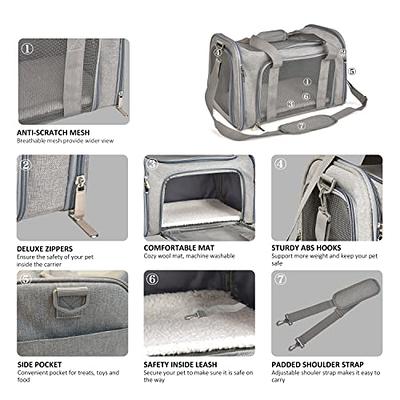 Top tasta Cat Carriers Soft Sided Pet Carrier for Small Cats Dogs Puppies  15Lbs 20 Lbs,Airline Approved Carrier Bag(Medium,Grey)