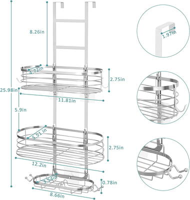 Dracelo Black Bathroom Organizer Shower Caddy, Hanging Head Two Shelf Shower Organizer Basket Plus Dish