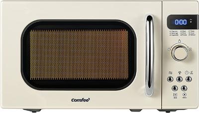 Galanz 0.7 Cu ft Retro Countertop Microwave Oven, 700 Watts, Cream, New 