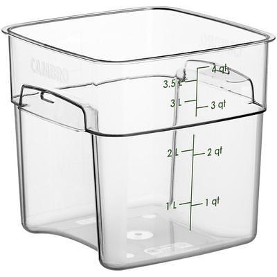 Vigor 6 Qt. Clear Square Polycarbonate Food Storage Container and Red Lid -  4/Pack