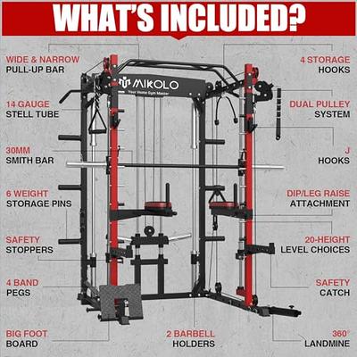 Mikolo Smith Machine Home Gym, Multi-Functional Squat Rack with