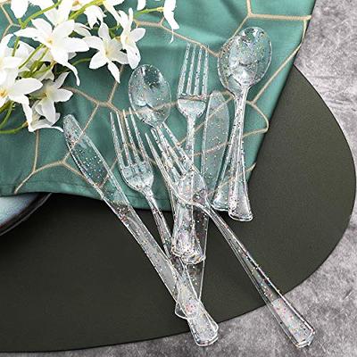 Exquisite 360 Pcs Disposable Cutlery Set 120 Forks, 120 Spoons, 120 Knives  - Silver