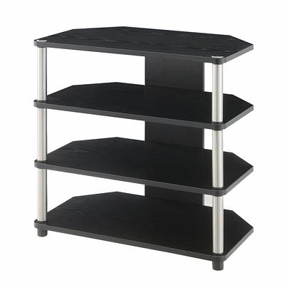 CorLiving Black Glass Corner TV Stand, for TVs up to 65 Satin