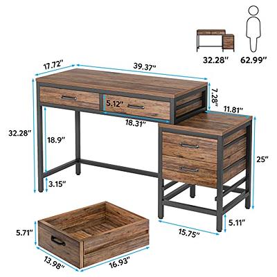 Tribesigns Computer Desk with 5 Drawers, Home Office Desks with Reversible  Drawer Cabinet Printer Stand, Industrial PC Desk with Storage, Rustic Study Writing  Table Workstation for Small Spaces - Yahoo Shopping