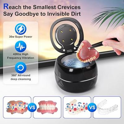 Ultrasonic Cleaner for Dentures & Retainers: Space-Saving, 42kHz Portable  Professional Ultra Sonic Cleaner Machine for Jewelry, Mouth Guard, Rings