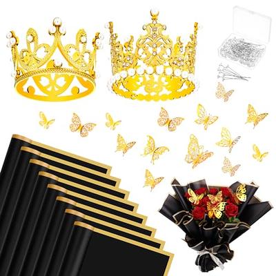 200 Pcs Rhinestone Bouquet Corsages Pins Crystal Diamond Head Straight Pins  and 96 Pcs 3D Gold Butterfly Wall Decor 3 Sizes, Flower Bouquet