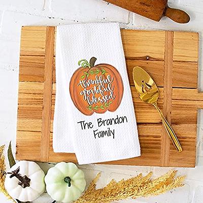 Autumn Watercolor Personalized Waffle Weave Kitchen Towel