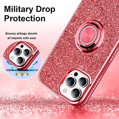 For iPhone 11 Pro Max Glitter Cute Phone Case Girls with Kickstand Pink