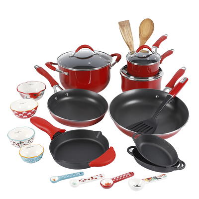 The Pioneer Woman Frontier Speckle 24-Piece Aluminum Cookware Combo Set,  Turquoise