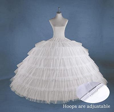 YooGL A-line Hoopless Petticoat for Women Crinoline Petticoat 4 Layers  White Tulle Underskirt Slips for Wedding Bridal Dress, White-hoopless, 35  Long, White, 35 Long : : Clothing, Shoes & Accessories