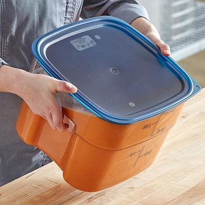 Vigor 18 Qt. Translucent Square Polypropylene Food Storage Container and  Blue Lid