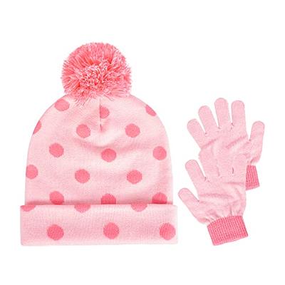 FAGOTTINO Baby Girl's Pink Hat with pompom and Minnie Mouse patch