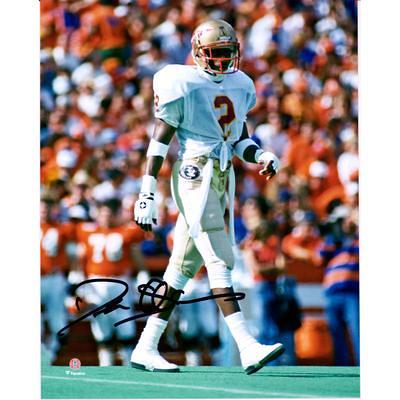 Deion Sanders Atlanta Falcons Autographed 16'' x 20'' Backpedaling  Photograph