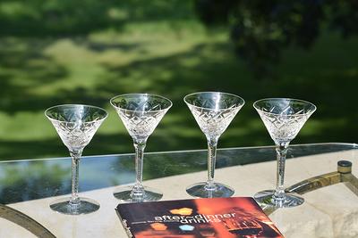 4 Vintage Etched Wine~ Liquor Glasses, 1950's, 4 oz After Dinner