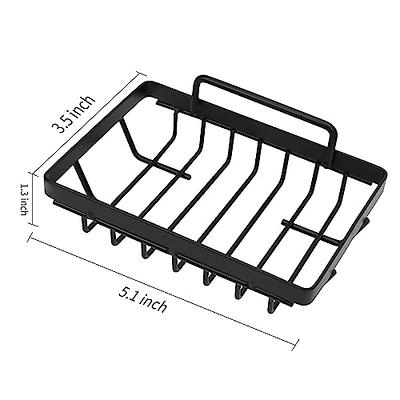 Nieifi Sink Caddy Organizer Countertop Sponge Brush Soap Holder with Drain Pan Stainless Steel for Kitchen Black