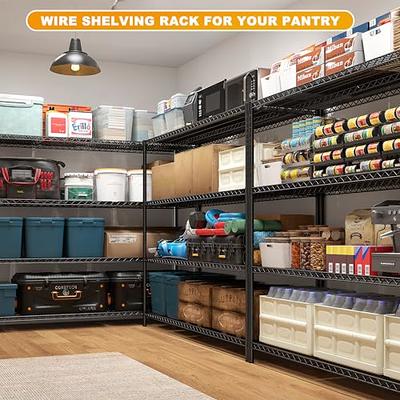 REIBII 55.2''W Storage Shelves 2500LBS Wire Shelving Unit with Wheels Heavy  Duty Metal Shelves for Storage Adjustable Garage Storage Rack Pantry Shelf  Kitchen Shelving, 75.3 H X 55.2''W X 23.6 D 