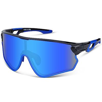 Pro Acme Wrap Around Fashion Sunglasses for Men Women Oval  Sports Shades Outdoor Youth Baseball Glasses UV400 (Matte Black Frame, Black Lens & Silver Frame