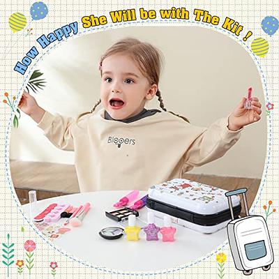 Hollyhi 65 Pcs Kids Makeup Kit for Girl, Washable Play Makeup Toys