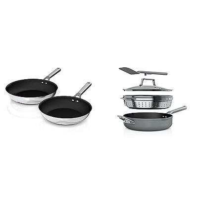 Ninja C63000 Foodi NeverStick Stainless 8-Inch, 10.25-Inch, & 12-Inch Fry  Pan Set, Polished Stainless-Steel Exterior, Nonstick, Durable & Oven Safe  to