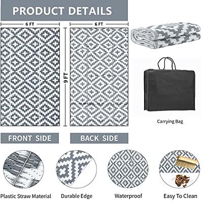 6x9ft Outdoor Rugs for Patios Woven Camping Picnic Mat Patio Reversible  Easy Cleaning Carpet Floor Mat for Living Room Bedroom