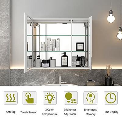 YINEU Shower Mirror for Shaving Bathroom Mirror with Storage Shower Mirror  14.5 W x 12 H Foldable Bathroom Organizer Mirror for Wall Bathroom Decor  Locker Mirror Shower Accessories