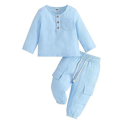 YanHoo Linen 2 Pieces Outfits Long Sleeve Button Down Shirts with