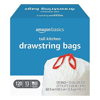 Great Value 13-Gallon Clear Drawstring Tall Kitchen Recycling Bags,  Unscented, 20 Bags