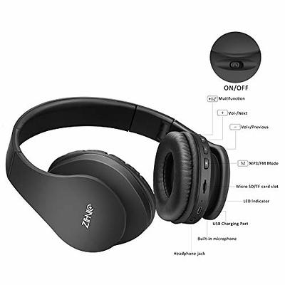 ZIHNIC Bluetooth Headphones Over-Ear, Foldable Wireless and Wired Stereo  Headset Micro SD/TF, FM for Cell Phone,PC,Soft Earmuffs &Light Weight for  Prolonged Wearing (Black) - Yahoo Shopping