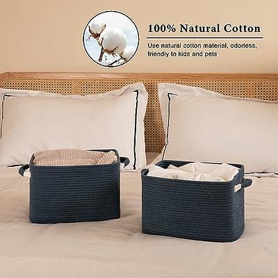 Cotton Rope storage Basket Bins Woven Basket for Organizing Shelves  Rectangle Decorative Baskets For storage Clothes Toys Books Towels Square  Wicker